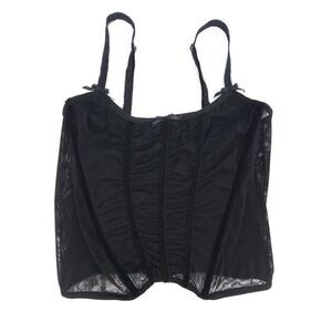 UNIF Device Boned Velvet Corset Mesh Lace Whimsigoth Large Black Moody 90s Y2k